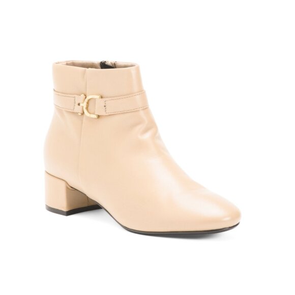 ERAM Nude Leather Wrapped Heel Booties